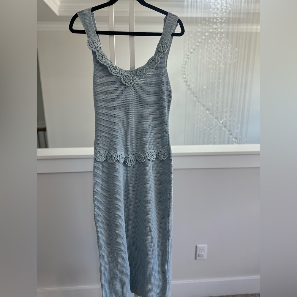 Commense Elegant Blue Crochet Maxi Dress - Picture 5 of 10